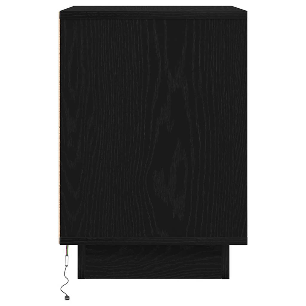 Noptiere cu lumini LED 2 buc Negru 38x34x50 cm GartenMobel Dekor