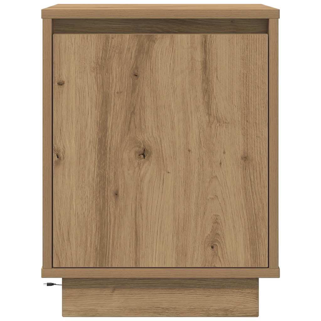 Noptiere cu lumini LED 2 buc Stejar Artisan 38x34x50 cm GartenMobel Dekor