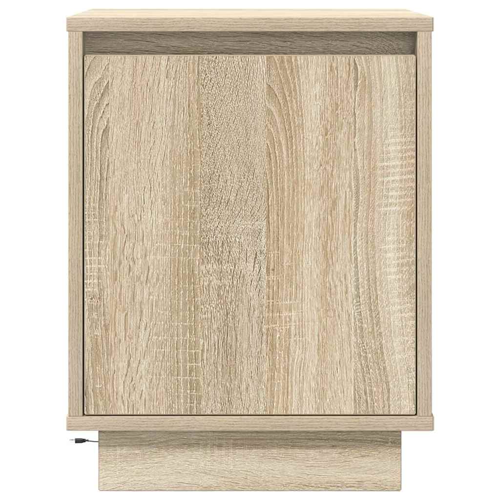 Noptiere cu lumini LED 2 buc Stejar Sonoma 38x34x50 cm GartenMobel Dekor