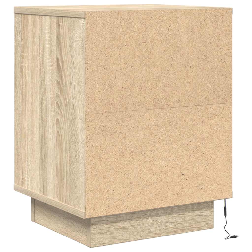 Noptiere cu lumini LED 2 buc Stejar Sonoma 38x34x50 cm GartenMobel Dekor