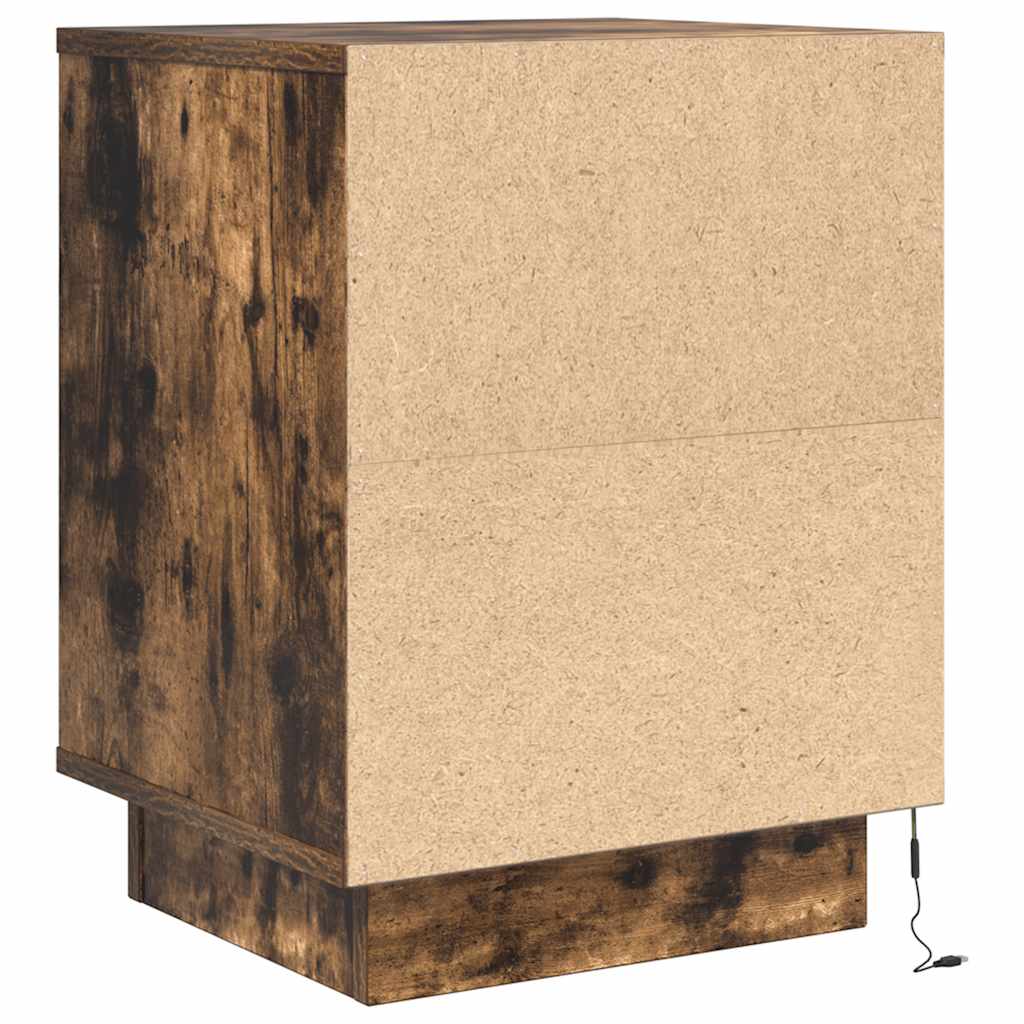 Noptiere cu lumini LED 2 buc Stejar afumat 38x34x50 cm GartenMobel Dekor