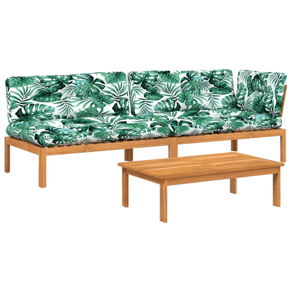 Set canapele grădină cu perne din paleți, 3 piese, lemn acacia GartenMobel Dekor