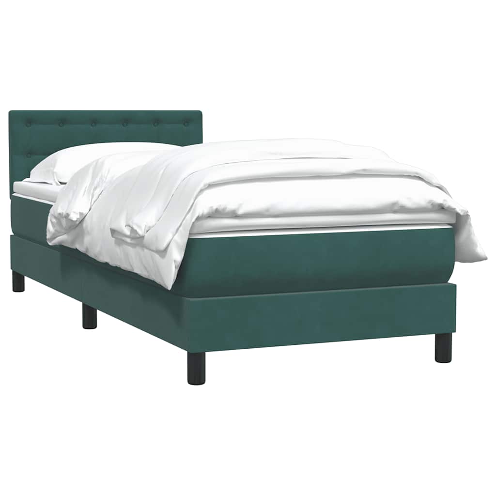Pat box spring cu saltea, verde închis, 80x220 cm, catifea GartenMobel Dekor