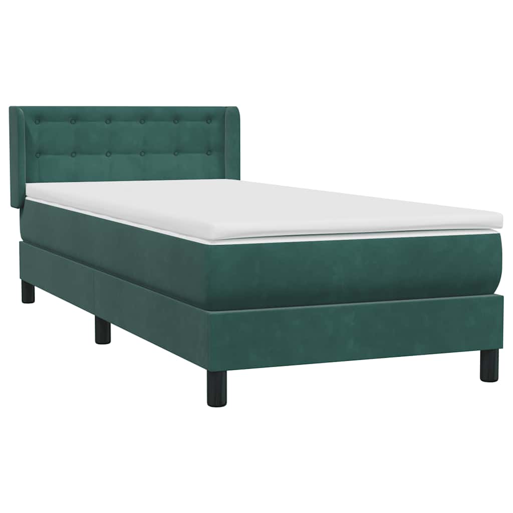 Pat box spring cu saltea, verde închis, 80x220 cm, catifea GartenMobel Dekor