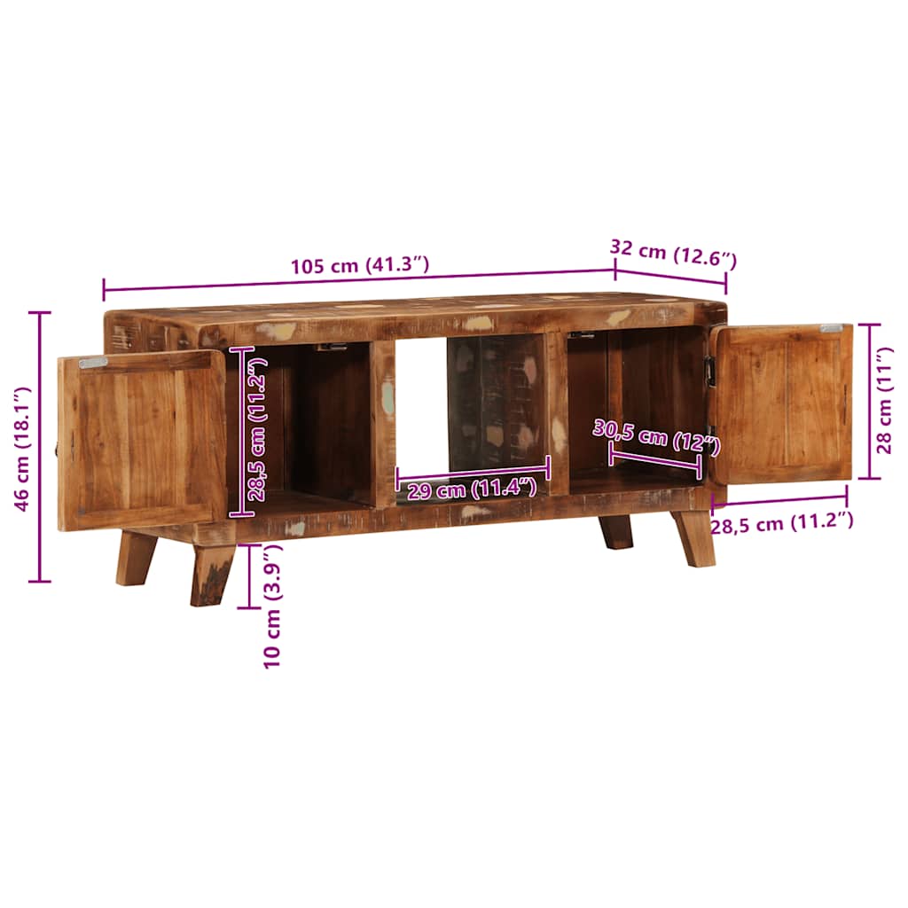 Dulap TV 105x46x32 cm lemn masiv recuperat GartenMobel Dekor