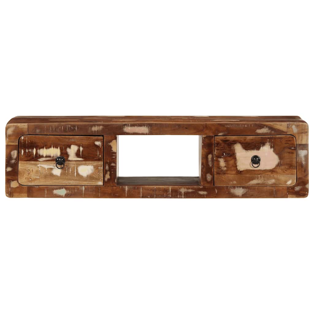 Dulap TV montat pe perete 100x32x25 cm, lemn masiv reciclat GartenMobel Dekor