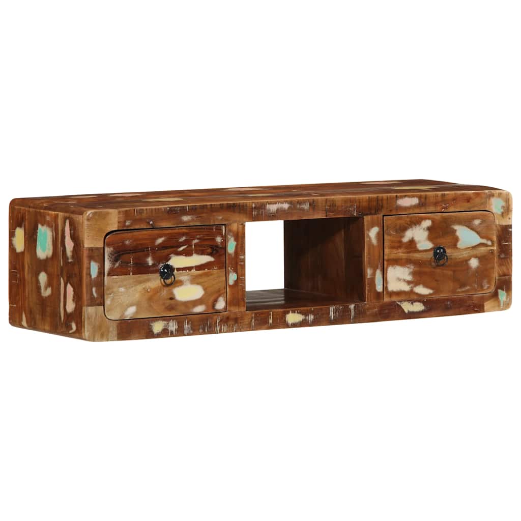Dulap TV montat pe perete 100x32x25 cm, lemn masiv reciclat GartenMobel Dekor