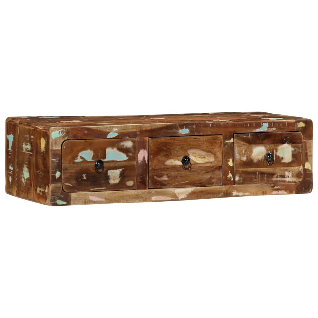 Dulap TV montat pe perete 100x32x25 cm, lemn masiv reciclat GartenMobel Dekor