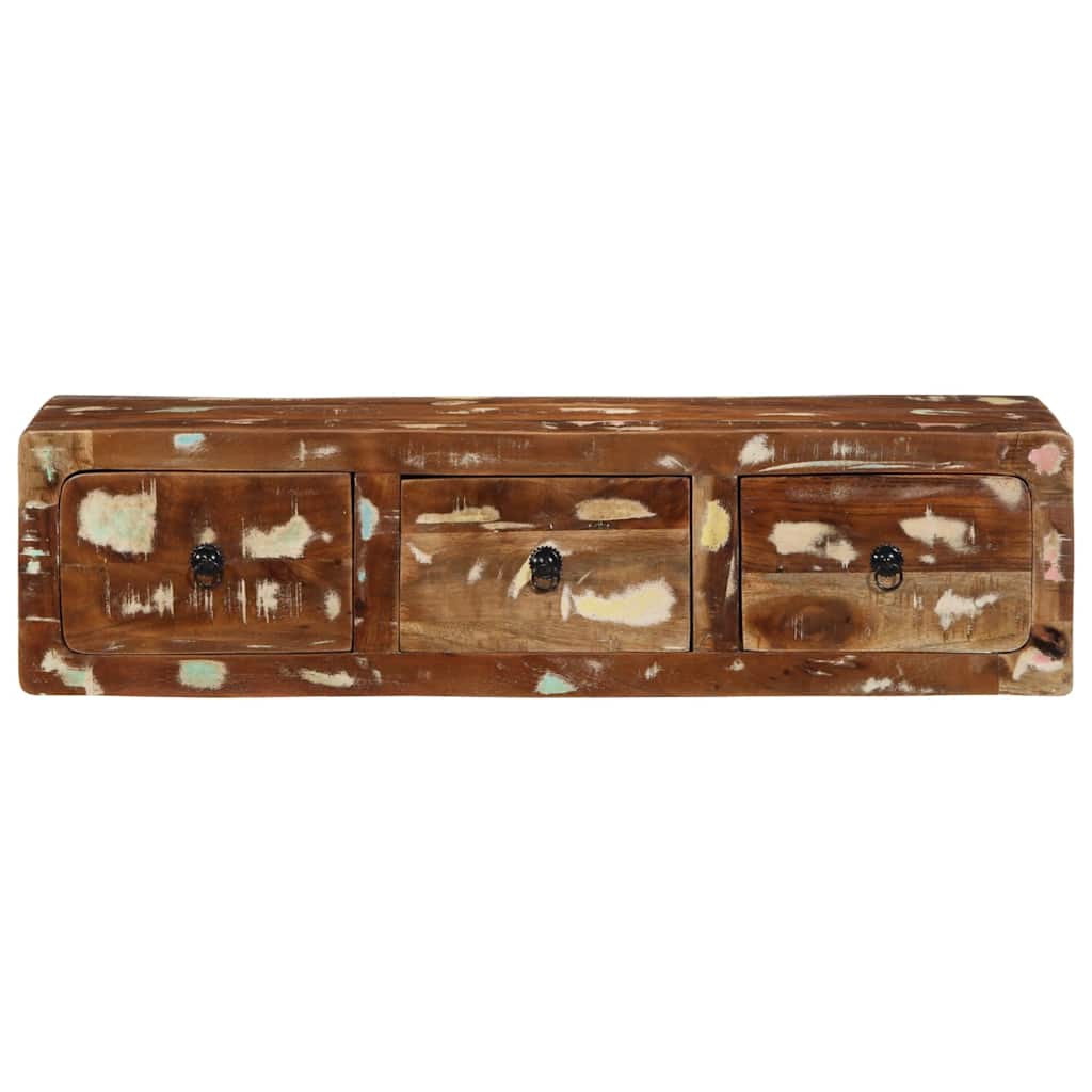 Dulap TV montat pe perete 100x32x25 cm, lemn masiv reciclat GartenMobel Dekor