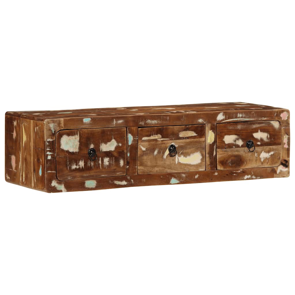 Dulap TV montat pe perete 100x32x25 cm, lemn masiv reciclat GartenMobel Dekor