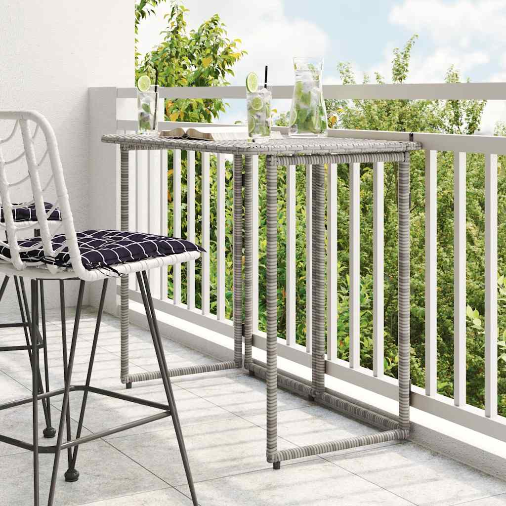 Masă de grădină pliabilă gri 90x51x75 cm Poly Ratan GartenMobel Dekor