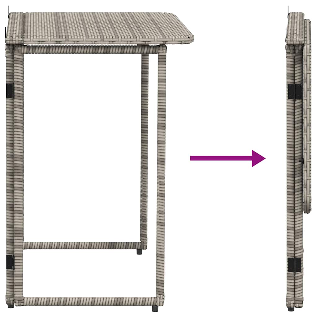 Masă de grădină pliabilă gri 90x51x75 cm Poly Ratan GartenMobel Dekor