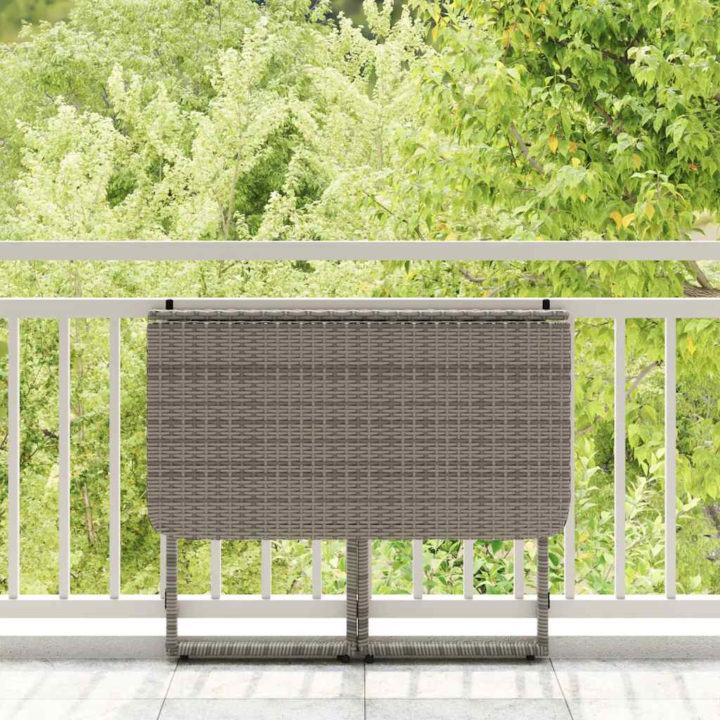 Masă de grădină pliabilă gri 90x51x75 cm Poly Ratan GartenMobel Dekor