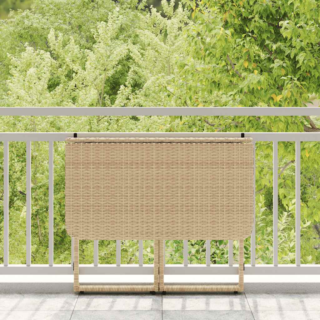 Masă pliabilă de grădină bej 90x51x75 cm Poly Ratan GartenMobel Dekor