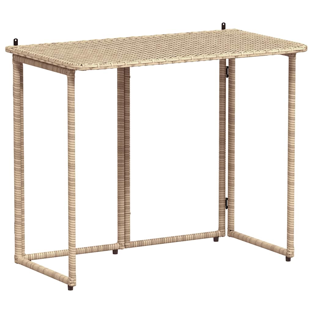 Masă pliabilă de grădină bej 90x51x75 cm Poly Ratan GartenMobel Dekor