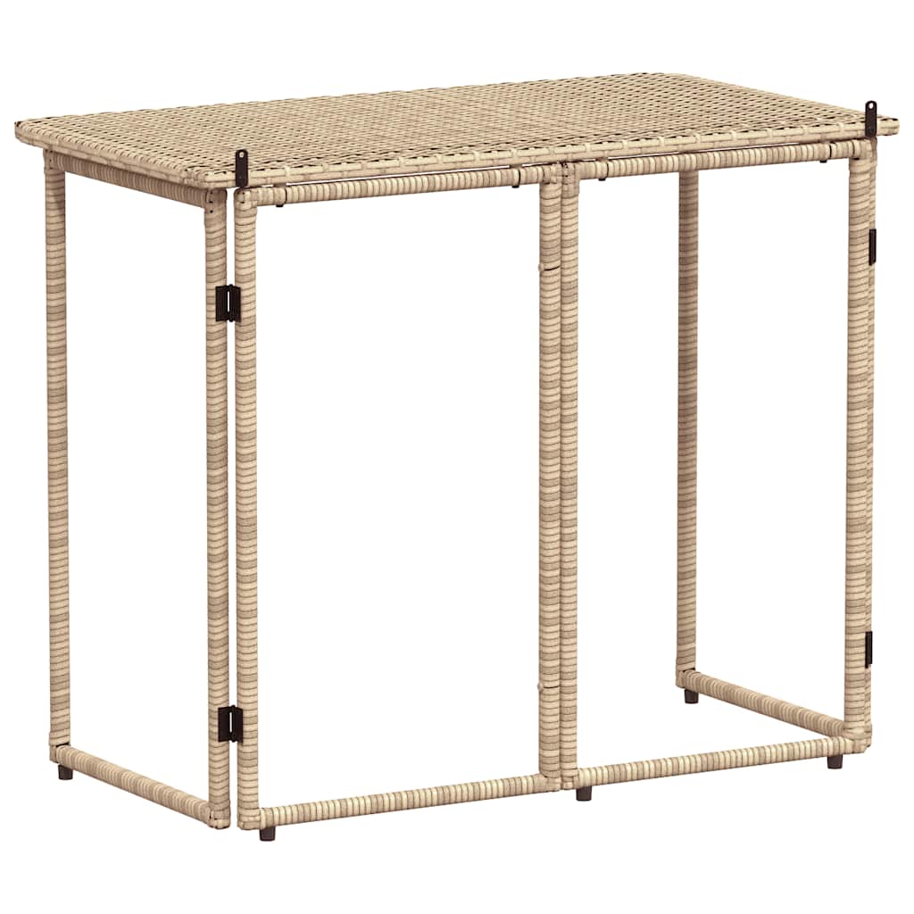 Masă pliabilă de grădină bej 90x51x75 cm Poly Ratan GartenMobel Dekor
