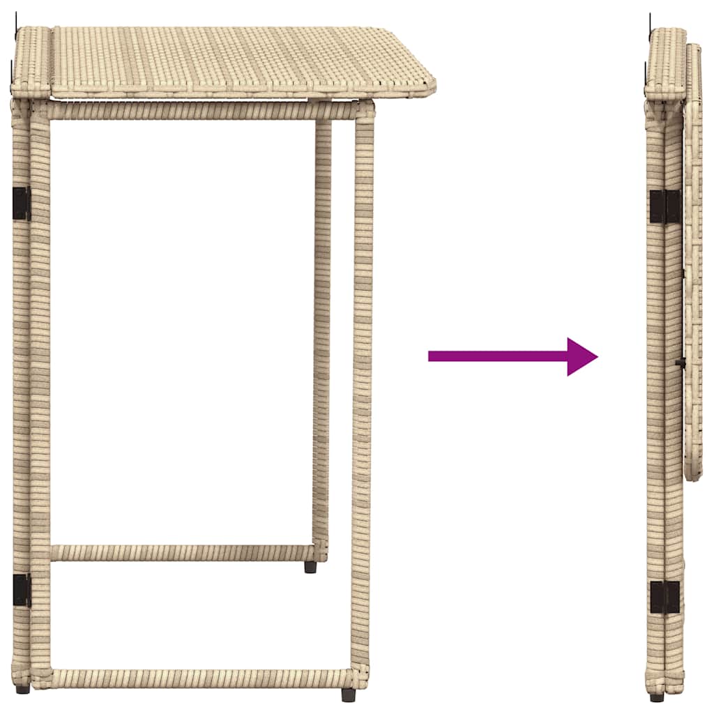 Masă pliabilă de grădină bej 90x51x75 cm Poly Ratan GartenMobel Dekor