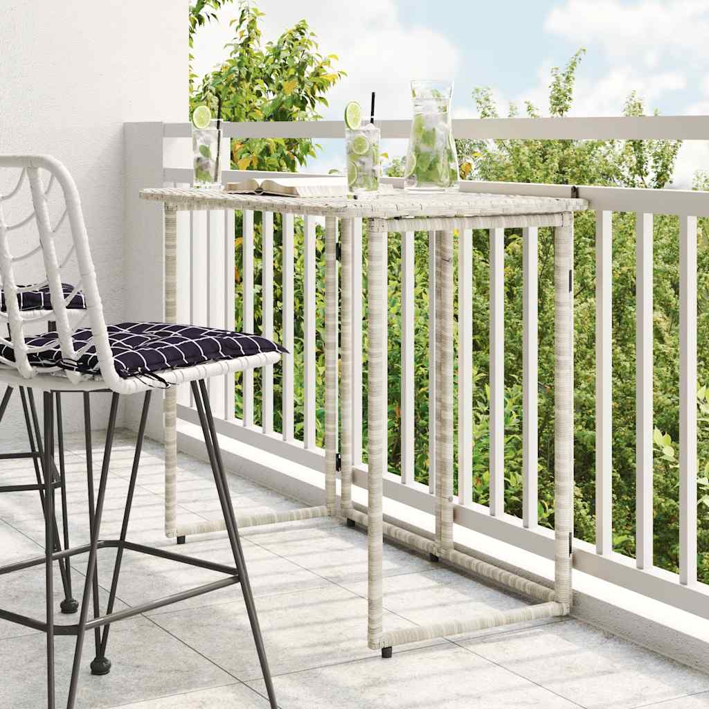 Masă pliabilă de grădină gri deschis 90x51x75 cm Poly Ratan GartenMobel Dekor