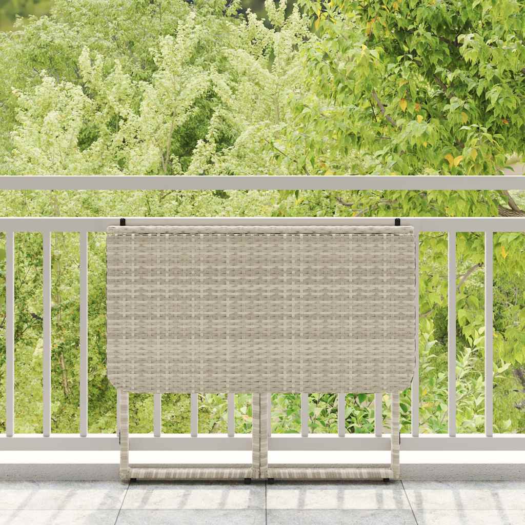 Masă pliabilă de grădină gri deschis 90x51x75 cm Poly Ratan GartenMobel Dekor