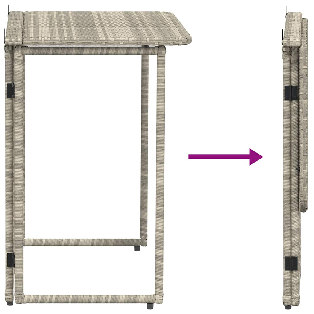 Masă pliabilă de grădină gri deschis 90x51x75 cm Poly Ratan GartenMobel Dekor