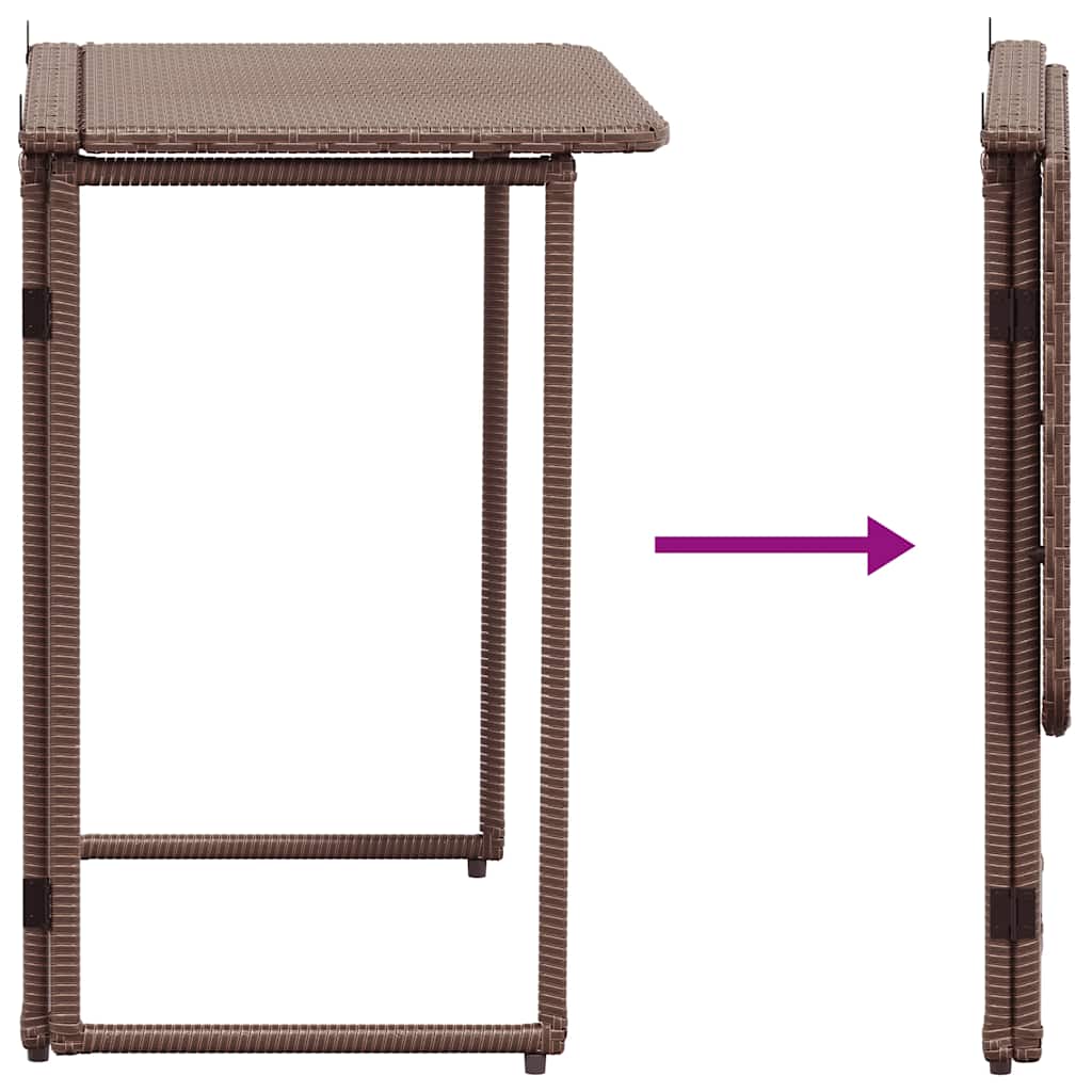 Masă pliabilă de grădină maro 90x51x75 cm Poly Ratan GartenMobel Dekor