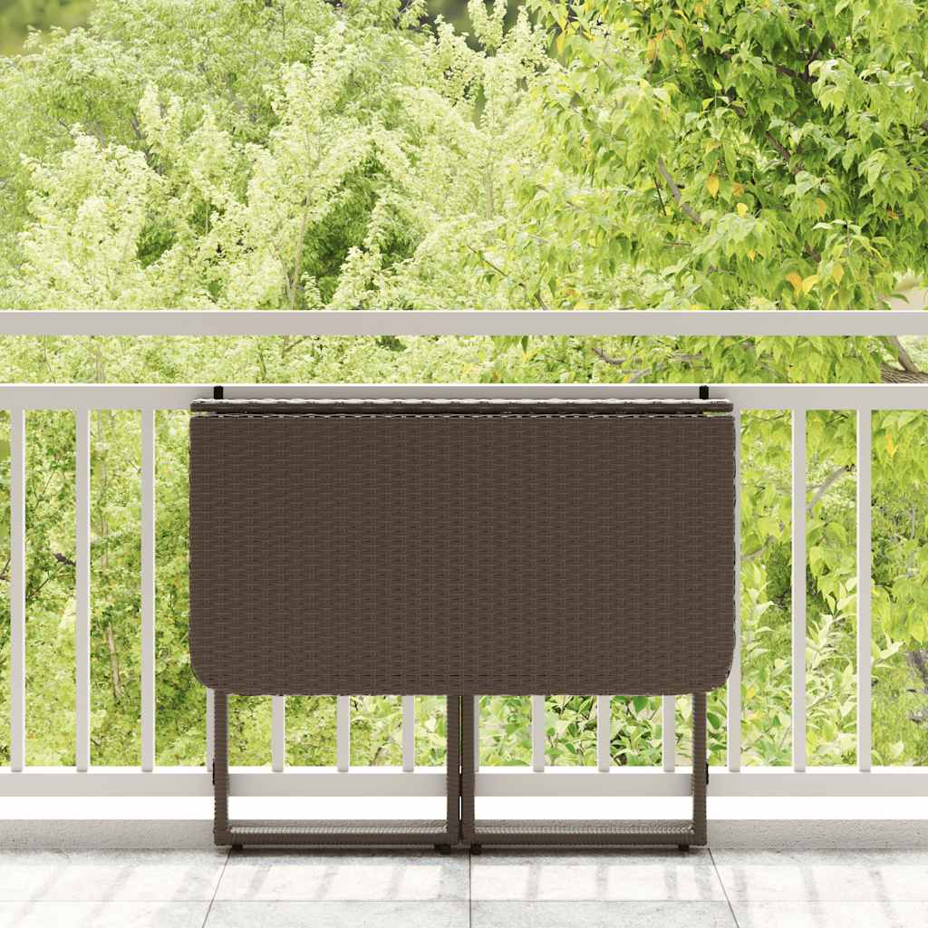 Masă pliabilă de grădină maro 90x51x75 cm Poly Ratan GartenMobel Dekor