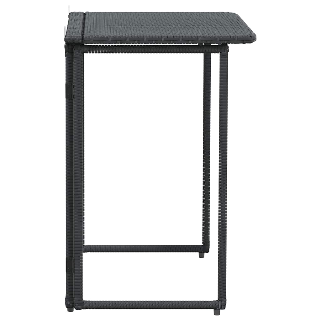Masă pliabilă de grădină neagră 90x51x75 cm Poly Ratan GartenMobel Dekor