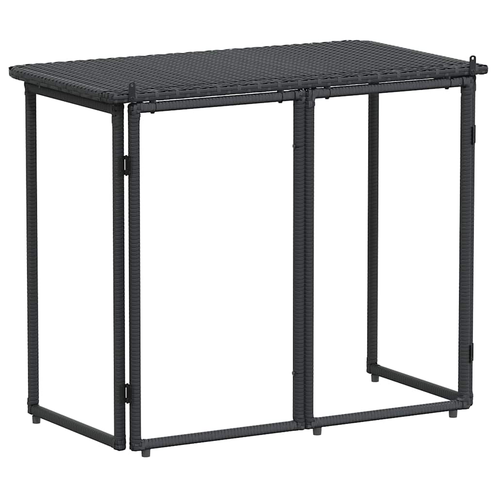Masă pliabilă de grădină neagră 90x51x75 cm Poly Ratan GartenMobel Dekor