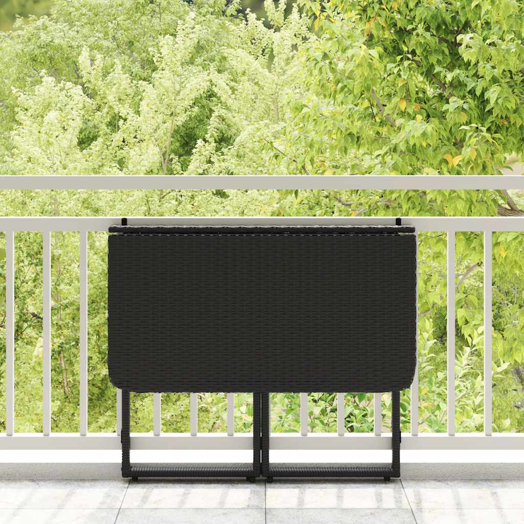 Masă pliabilă de grădină neagră 90x51x75 cm Poly Ratan GartenMobel Dekor