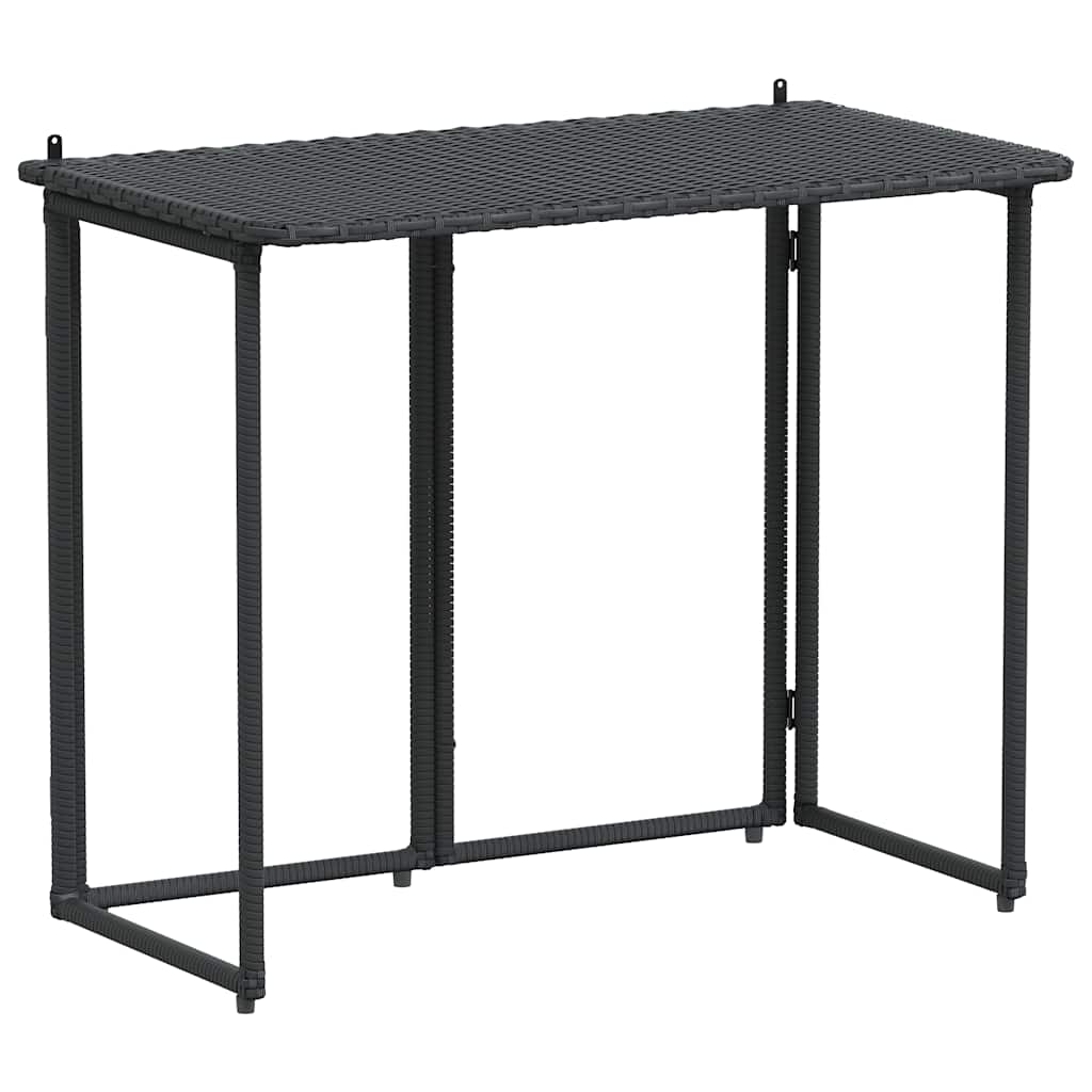 Masă pliabilă de grădină neagră 90x51x75 cm Poly Ratan GartenMobel Dekor