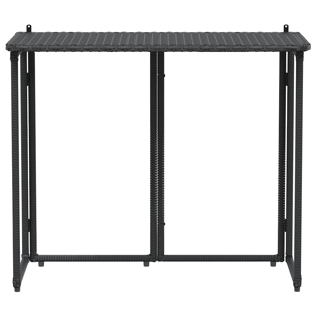 Masă pliabilă de grădină neagră 90x51x75 cm Poly Ratan GartenMobel Dekor