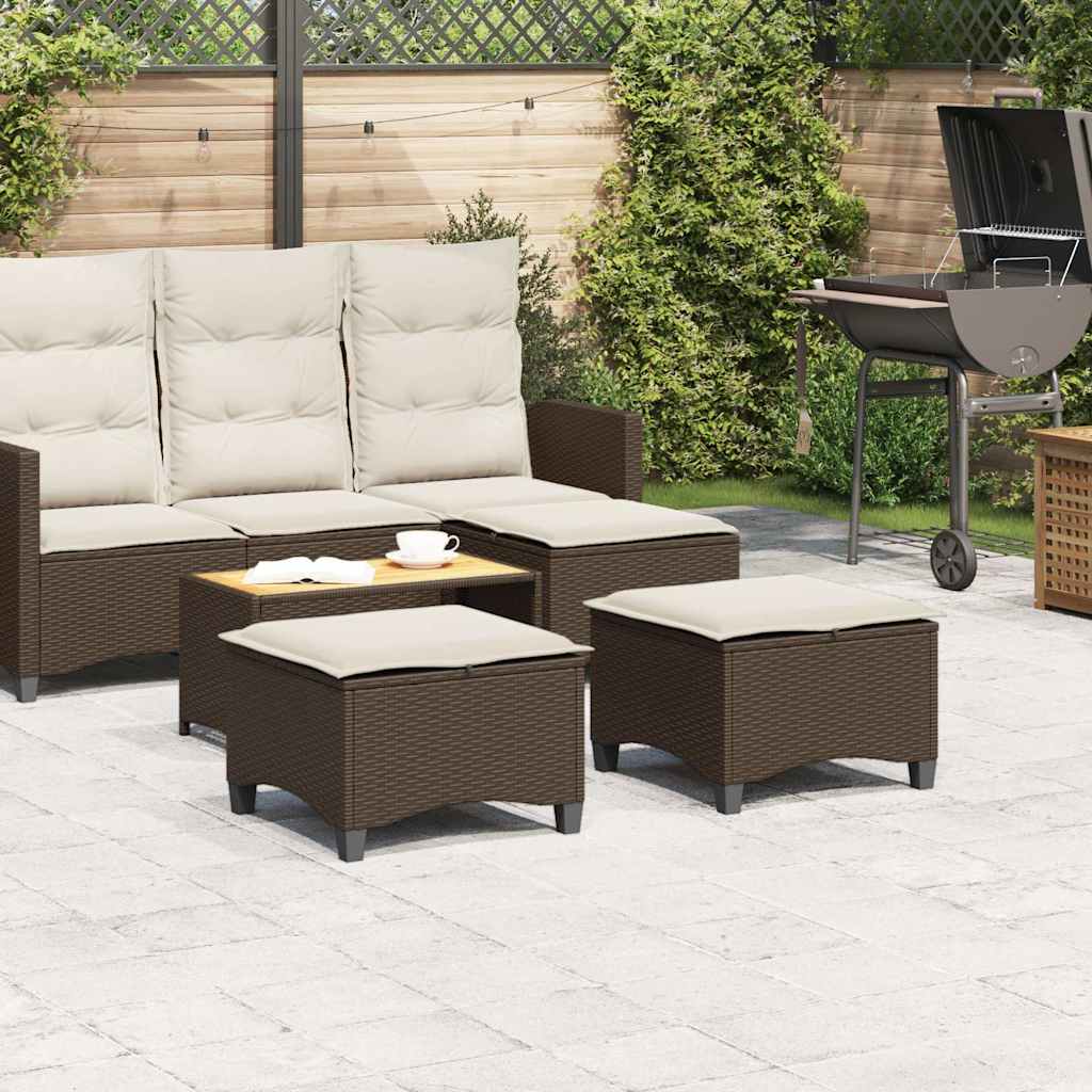 Scaune de grădină cu perne 2 buc Maro 55x55x36 cm Poly Ratan GartenMobel Dekor