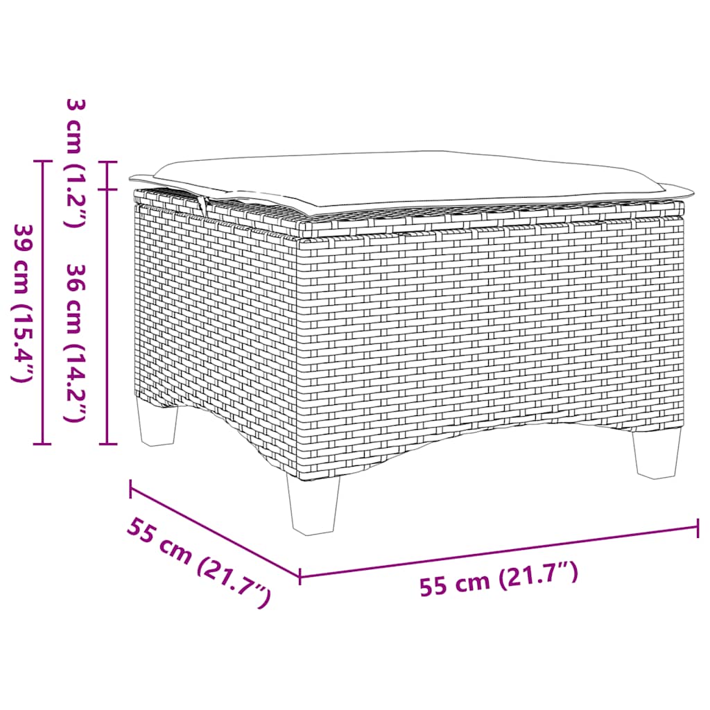 Scaune de grădină cu perne 2 buc Maro 55x55x36 cm Poly Ratan GartenMobel Dekor