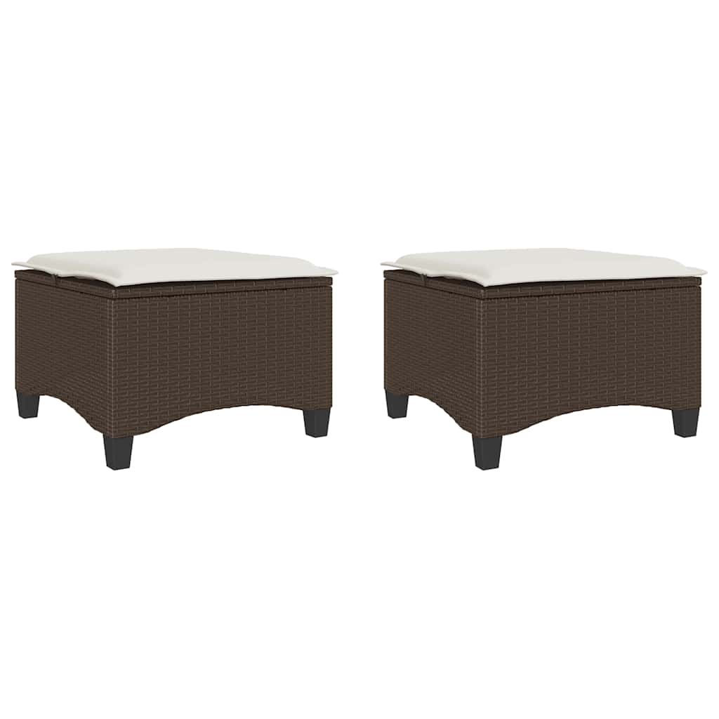 Scaune de grădină cu perne 2 buc Maro 55x55x36 cm Poly Ratan GartenMobel Dekor