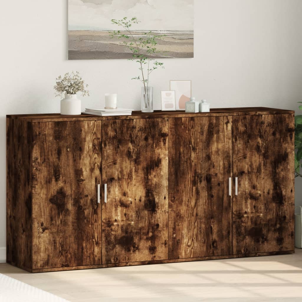 Dulapuri, 2 buc., stejar fumuriu, 79x38x80 cm, lemn prelucrat GartenMobel Dekor