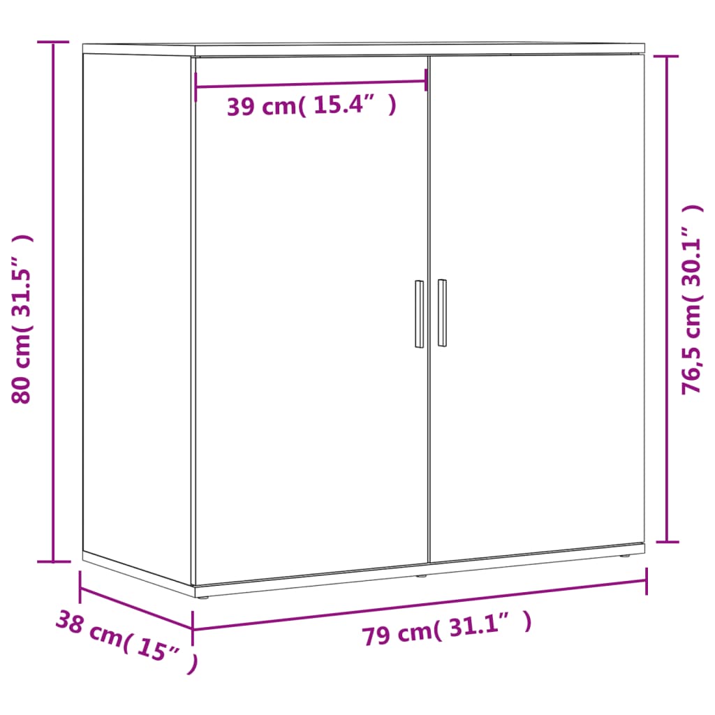 Dulapuri, 2 buc., stejar fumuriu, 79x38x80 cm, lemn prelucrat GartenMobel Dekor