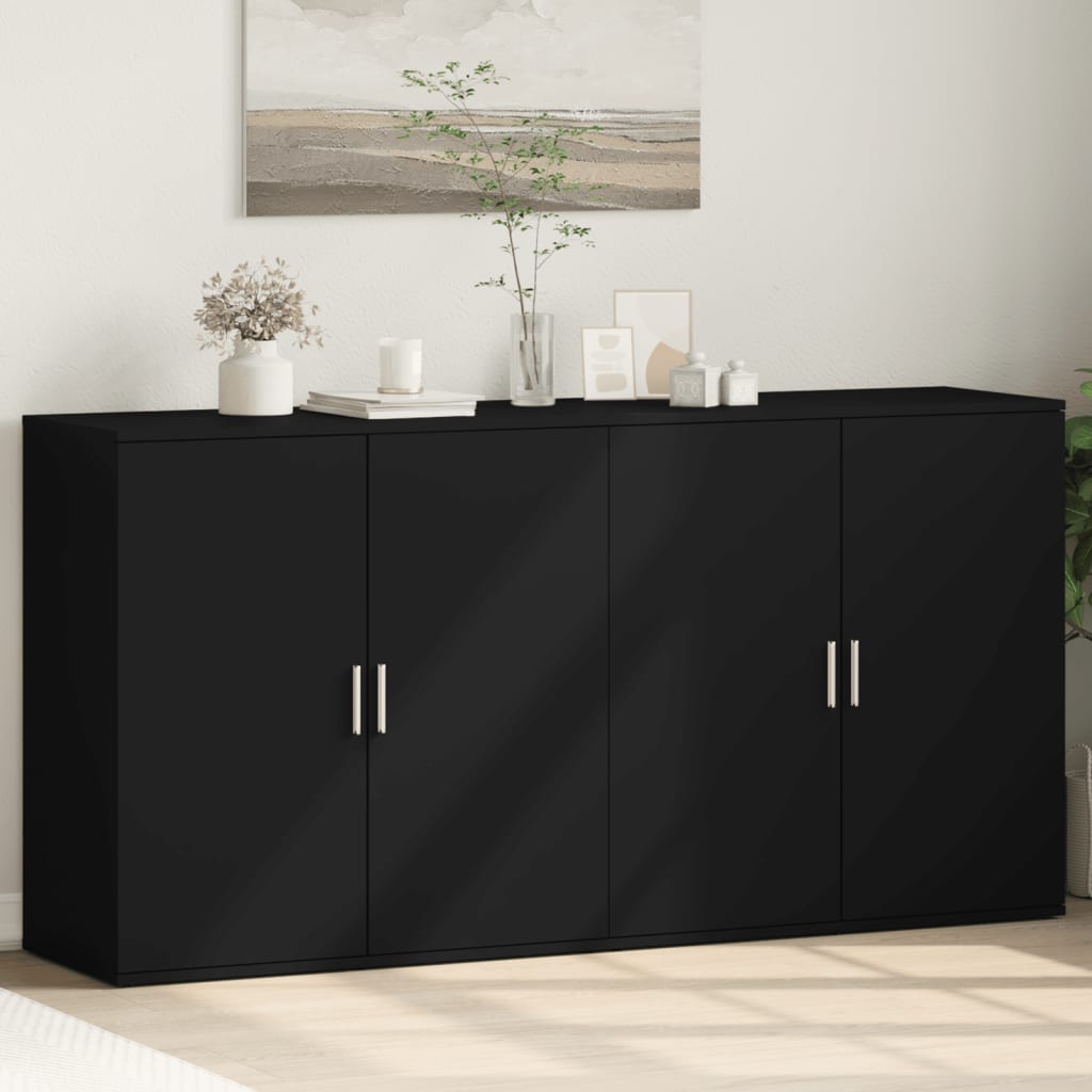 Dulapuri, negru, 2 buc., 79x38x80 cm, lemn prelucrat GartenMobel Dekor