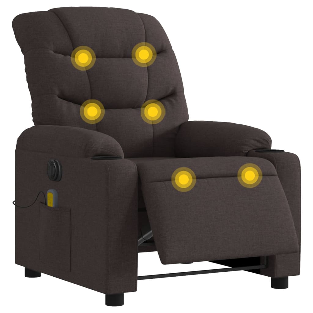 Fotoliu electric de masaj rabatabil, maro închis, textil GartenMobel Dekor