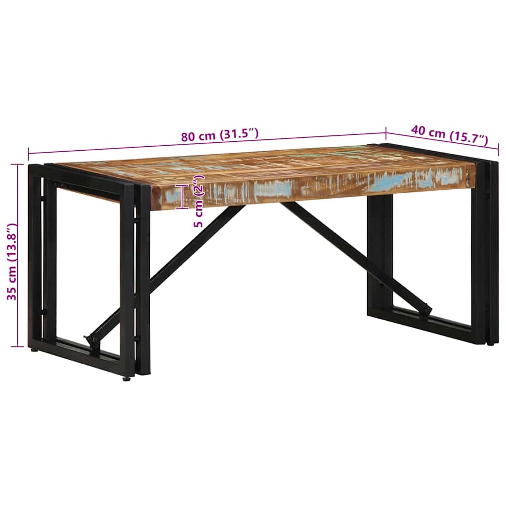 Masuta de cafea multicolora 80x40x35 cm lemn masiv recuperat GartenMobel Dekor