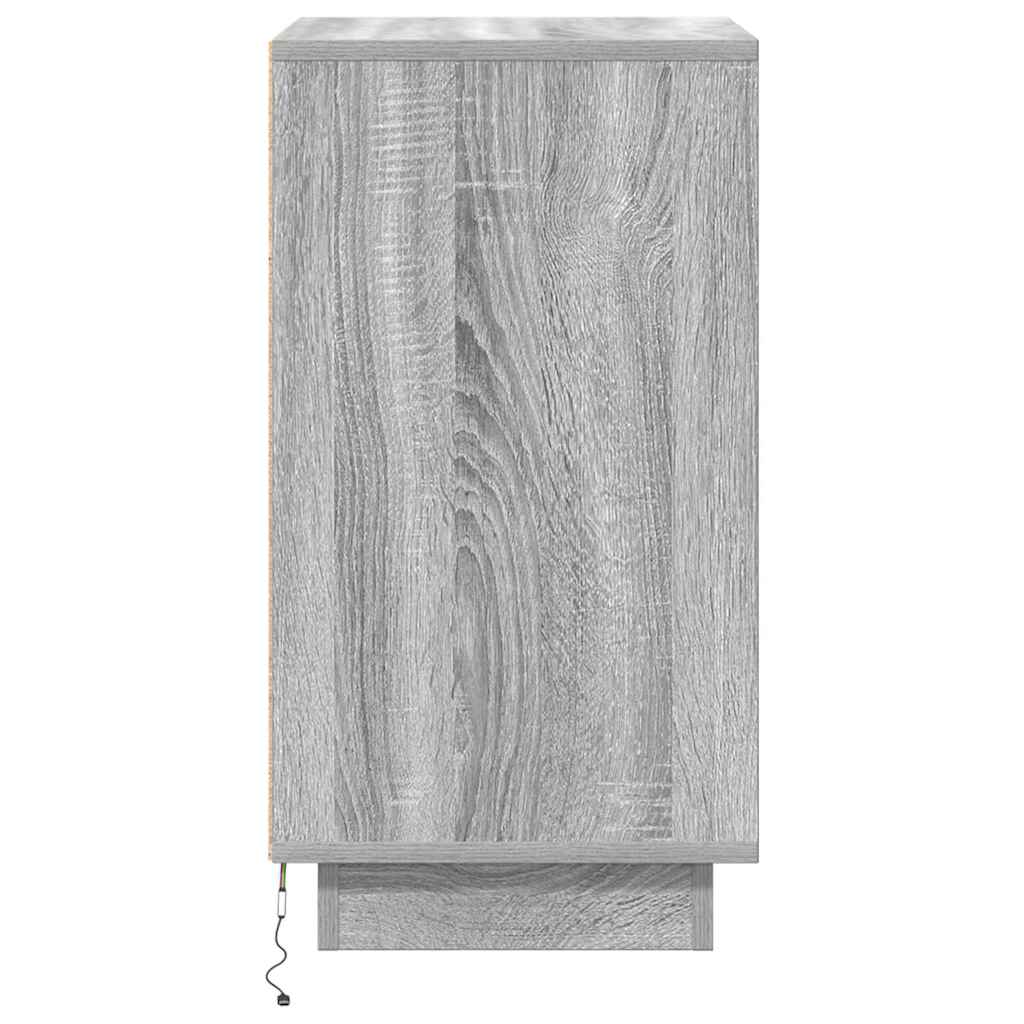 Noptiera cu lumini LED Gri Sonoma 38x34x65 cm GartenMobel Dekor