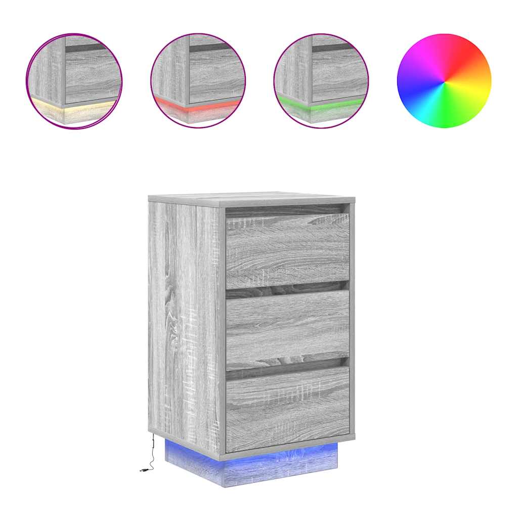 Noptiera cu lumini LED Gri Sonoma 38x34x65 cm GartenMobel Dekor