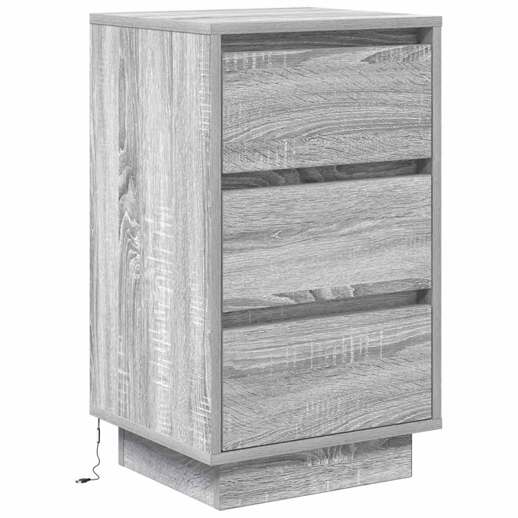 Noptiera cu lumini LED Gri Sonoma 38x34x65 cm GartenMobel Dekor