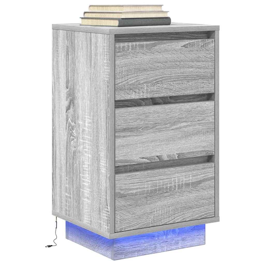 Noptiera cu lumini LED Gri Sonoma 38x34x65 cm GartenMobel Dekor