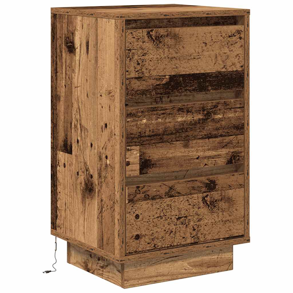 Noptiera cu lumini LED Lemn vechi 38x34x65 cm GartenMobel Dekor