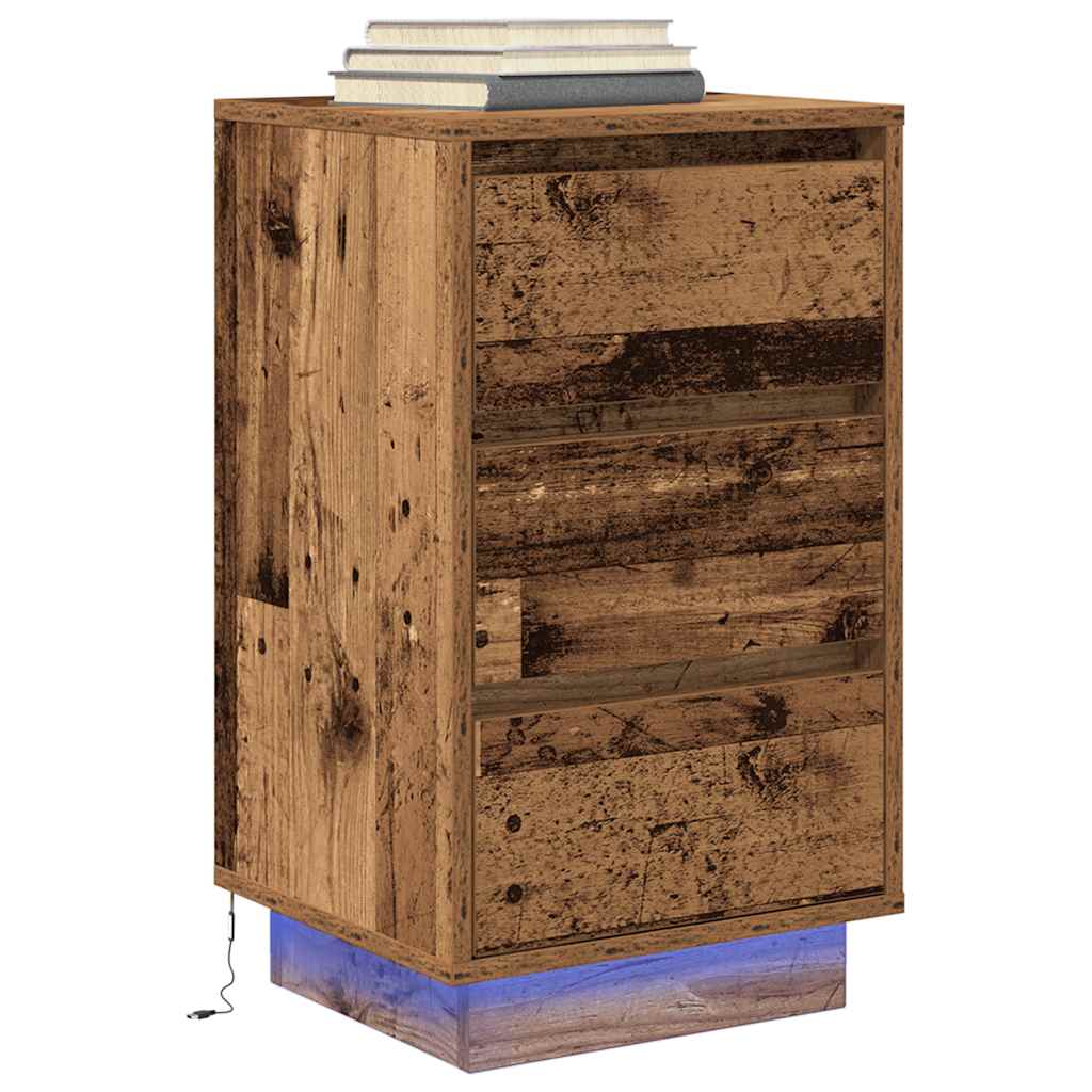 Noptiera cu lumini LED Lemn vechi 38x34x65 cm GartenMobel Dekor