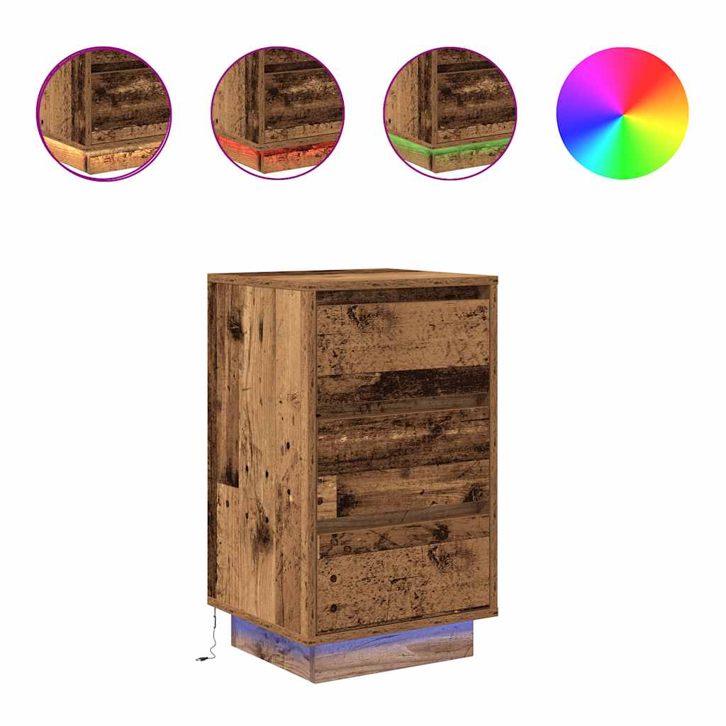 Noptiera cu lumini LED Lemn vechi 38x34x65 cm GartenMobel Dekor