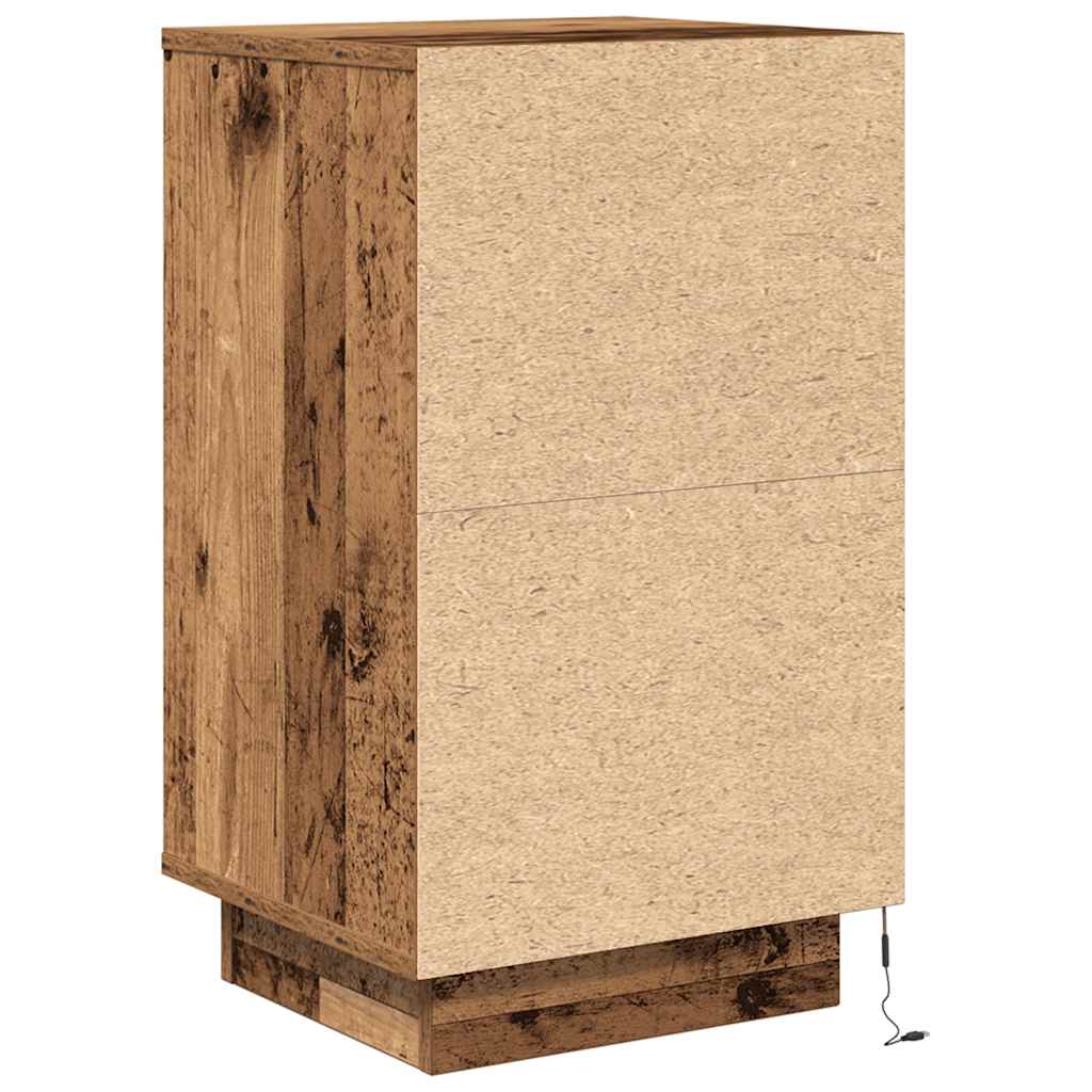 Noptiera cu lumini LED Lemn vechi 38x34x65 cm GartenMobel Dekor