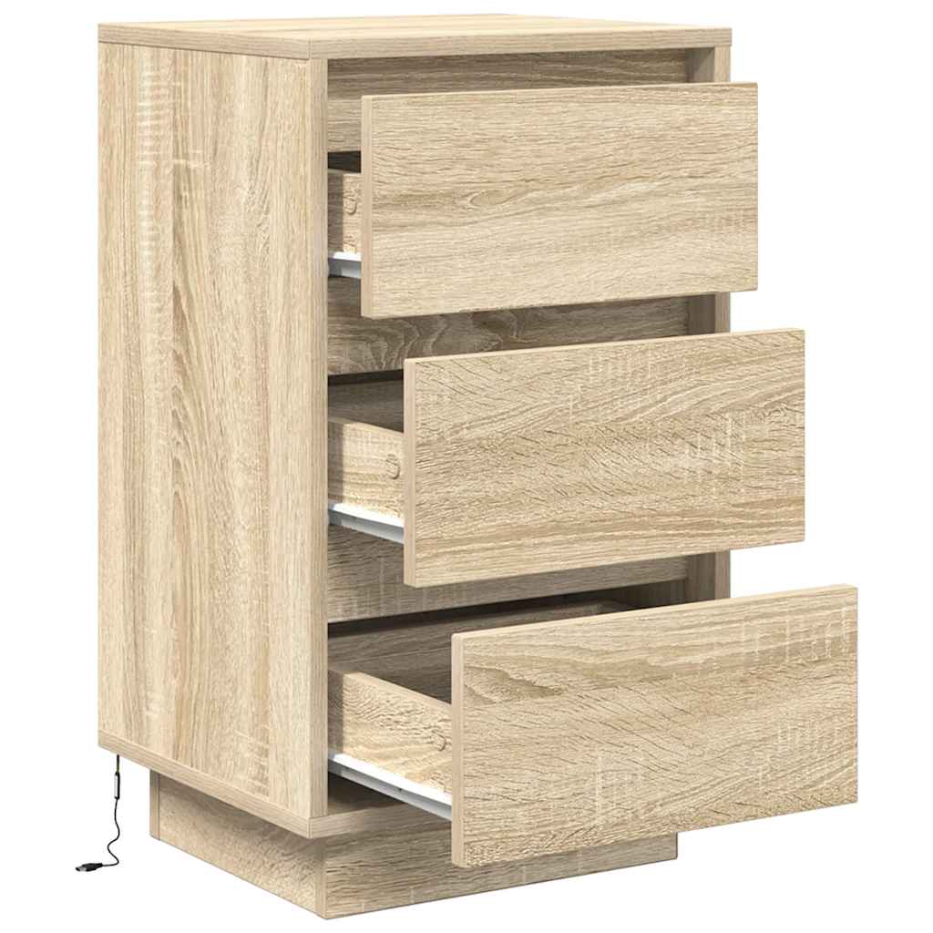 Noptiera cu lumini LED Stejar Sonoma 38x34x65 cm GartenMobel Dekor
