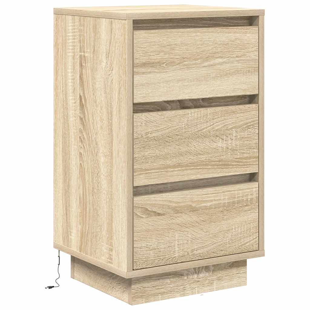 Noptiera cu lumini LED Stejar Sonoma 38x34x65 cm GartenMobel Dekor