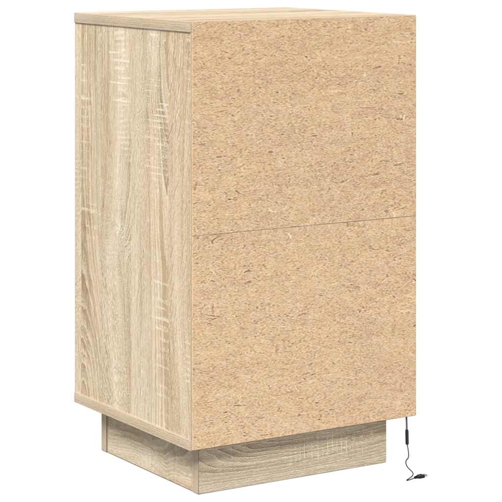 Noptiera cu lumini LED Stejar Sonoma 38x34x65 cm GartenMobel Dekor